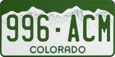 CO license plate 996ACM