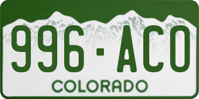 CO license plate 996ACO