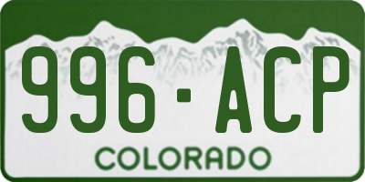 CO license plate 996ACP