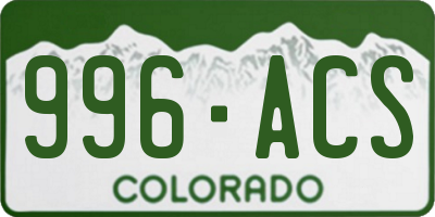 CO license plate 996ACS
