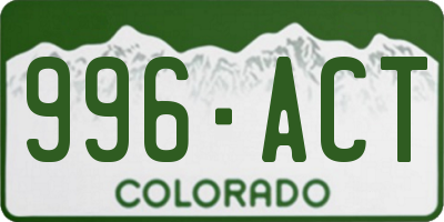 CO license plate 996ACT