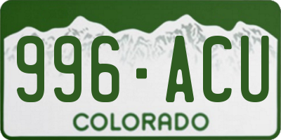 CO license plate 996ACU