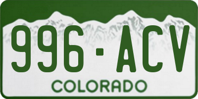 CO license plate 996ACV