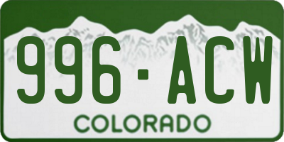 CO license plate 996ACW
