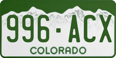 CO license plate 996ACX