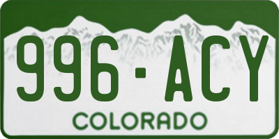 CO license plate 996ACY