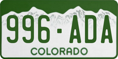 CO license plate 996ADA