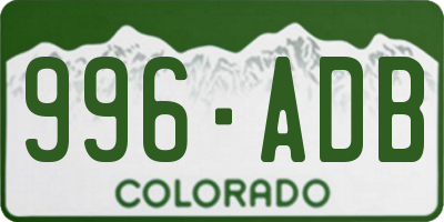 CO license plate 996ADB