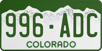 CO license plate 996ADC