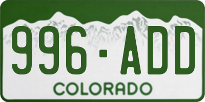 CO license plate 996ADD