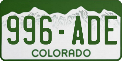 CO license plate 996ADE