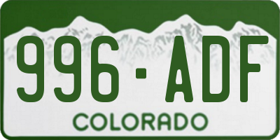 CO license plate 996ADF
