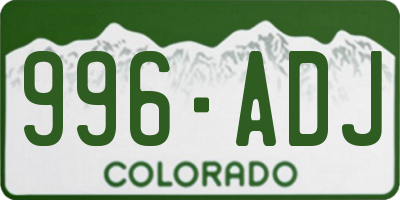 CO license plate 996ADJ