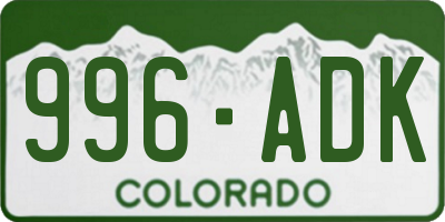 CO license plate 996ADK