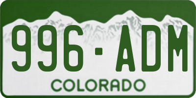 CO license plate 996ADM