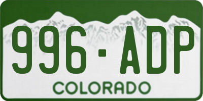 CO license plate 996ADP