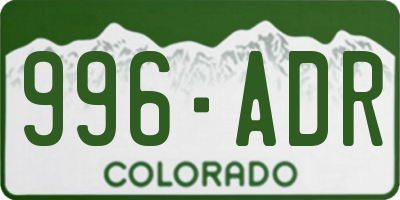 CO license plate 996ADR
