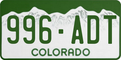 CO license plate 996ADT