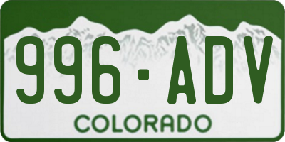 CO license plate 996ADV
