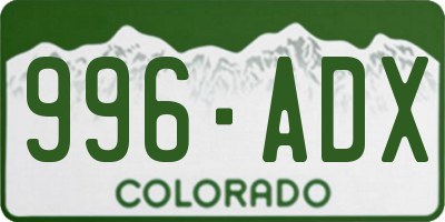 CO license plate 996ADX
