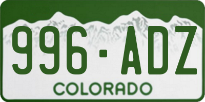CO license plate 996ADZ