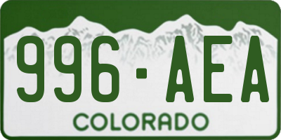 CO license plate 996AEA