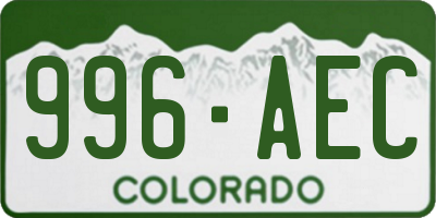 CO license plate 996AEC