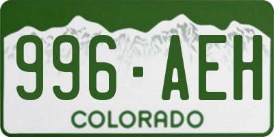 CO license plate 996AEH