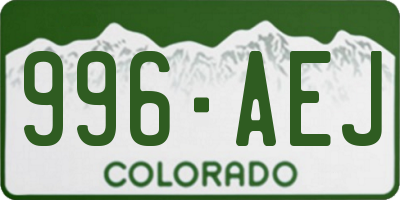 CO license plate 996AEJ