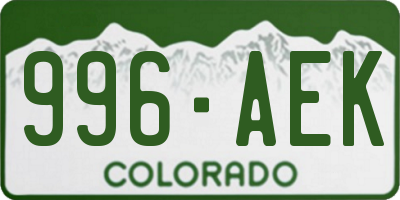 CO license plate 996AEK