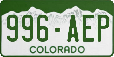CO license plate 996AEP