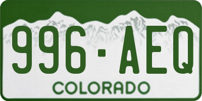 CO license plate 996AEQ