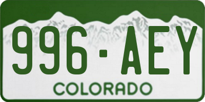 CO license plate 996AEY