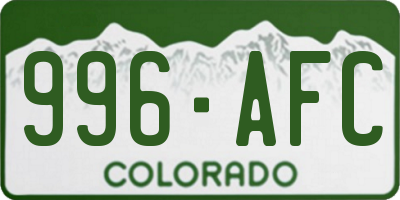 CO license plate 996AFC