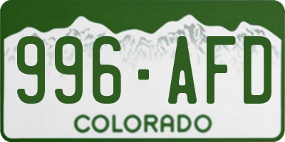 CO license plate 996AFD