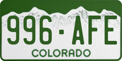 CO license plate 996AFE
