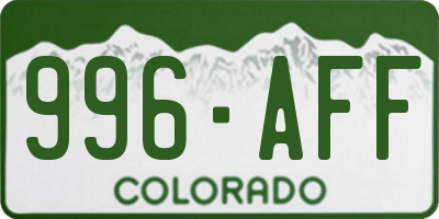 CO license plate 996AFF