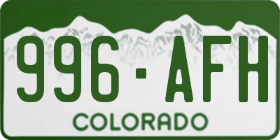CO license plate 996AFH