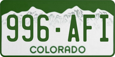 CO license plate 996AFI