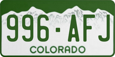 CO license plate 996AFJ