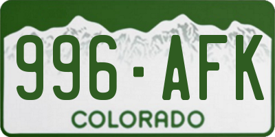 CO license plate 996AFK