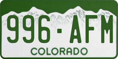 CO license plate 996AFM