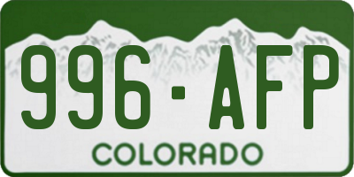 CO license plate 996AFP