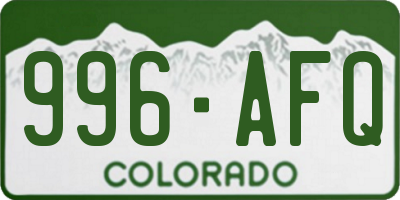 CO license plate 996AFQ