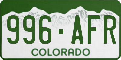 CO license plate 996AFR