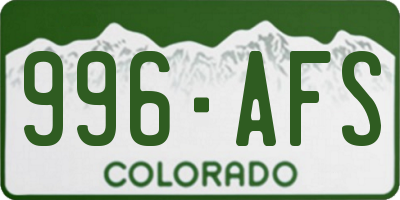 CO license plate 996AFS