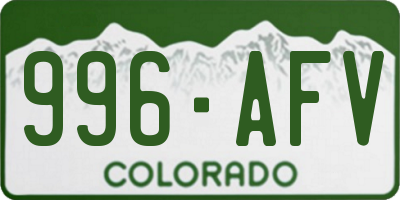 CO license plate 996AFV