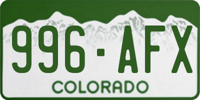 CO license plate 996AFX