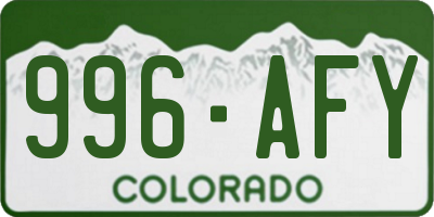 CO license plate 996AFY