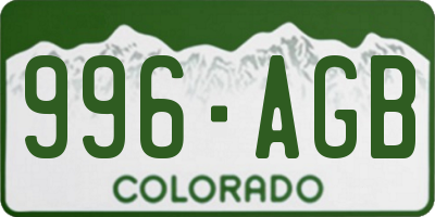 CO license plate 996AGB